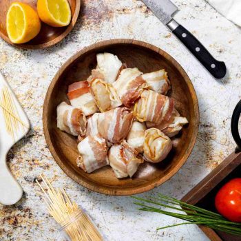 BRAND, CATEGORY, MAINE LOBSTER NOW, SCALLOPS, Applewood Smoked Bacon Wrapped Scallops - 1 lb